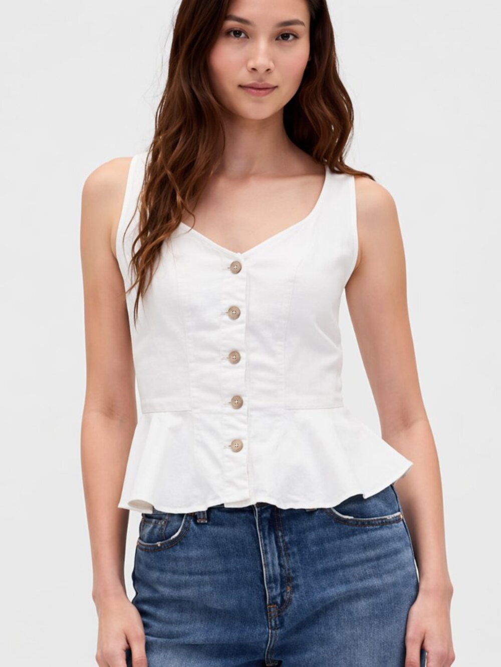 NWT GAP White Denim Peplum Tank Top XS